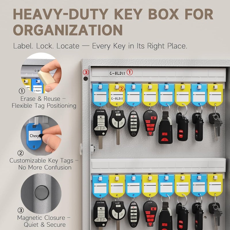 WeHere 32 Key Lock Box Wall Mount, Smart Key Cabinet with APP Bluetooth/Fixed/Dynamic Password/OTP Share Unlock, Security Lockbox ERP for Valets/Realtors/Office/Hotel Key Management - Image 5